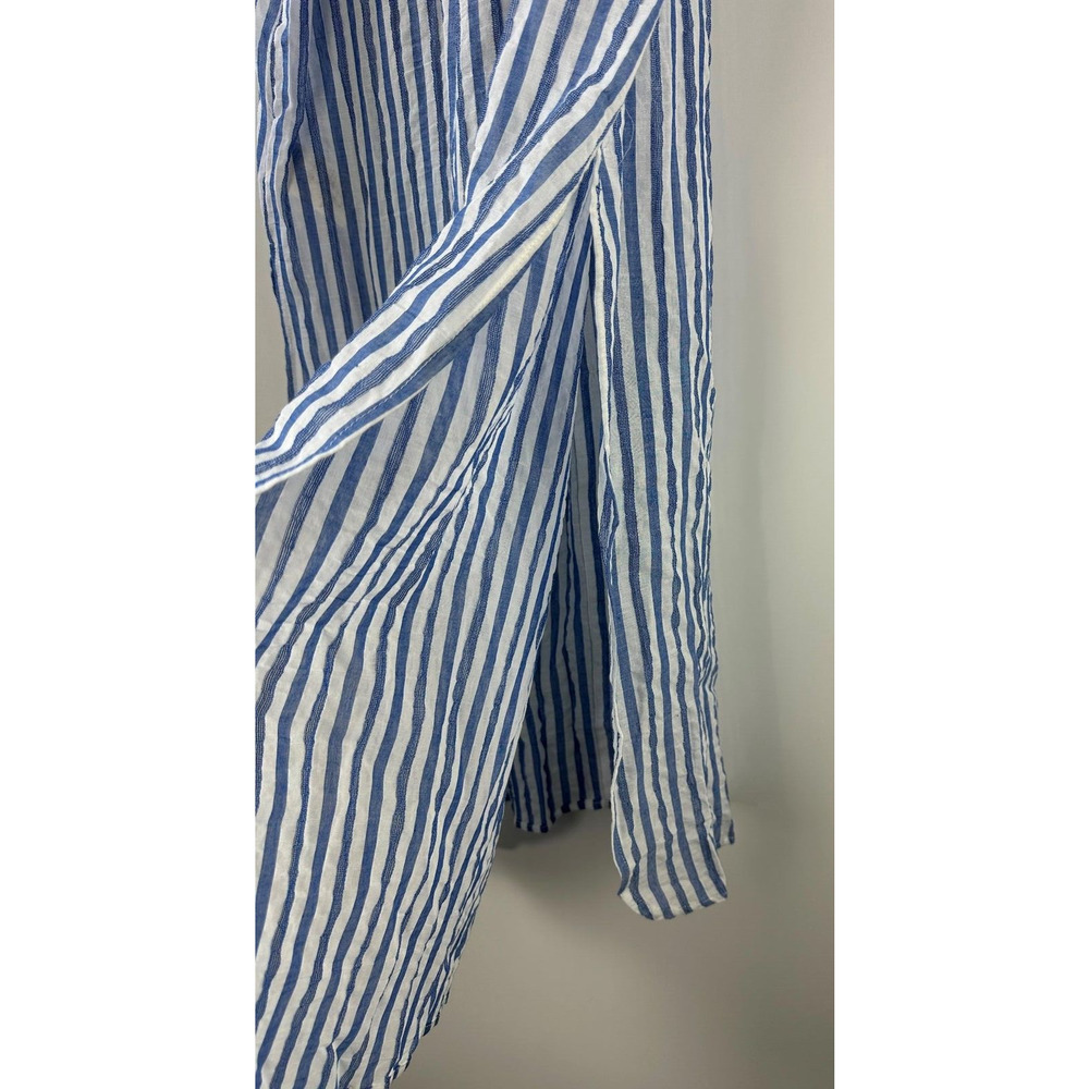 NWT Maeve Anthropologie Sleeveless Long Tunic Ruffle Button Striped Blue Small - Picture 7 of 16